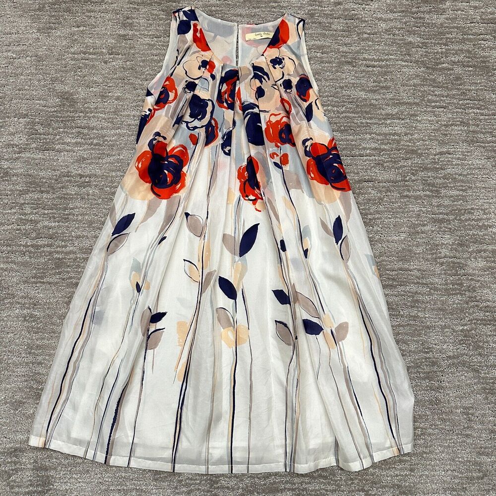 Isabella Sinclair Dress Womens 2 Floral Garden Party Silk Pleated Anthropologie